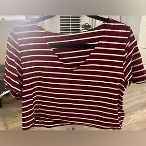 SHEIN RED AND WHITE CROP TOP SIZE LARGE